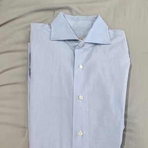 Men's Light Blue Dress Shirt with Spread Collar